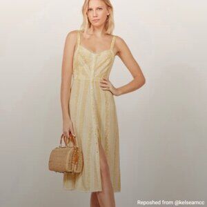 Reformation Clara Yellow Floral Midi Dress size medium